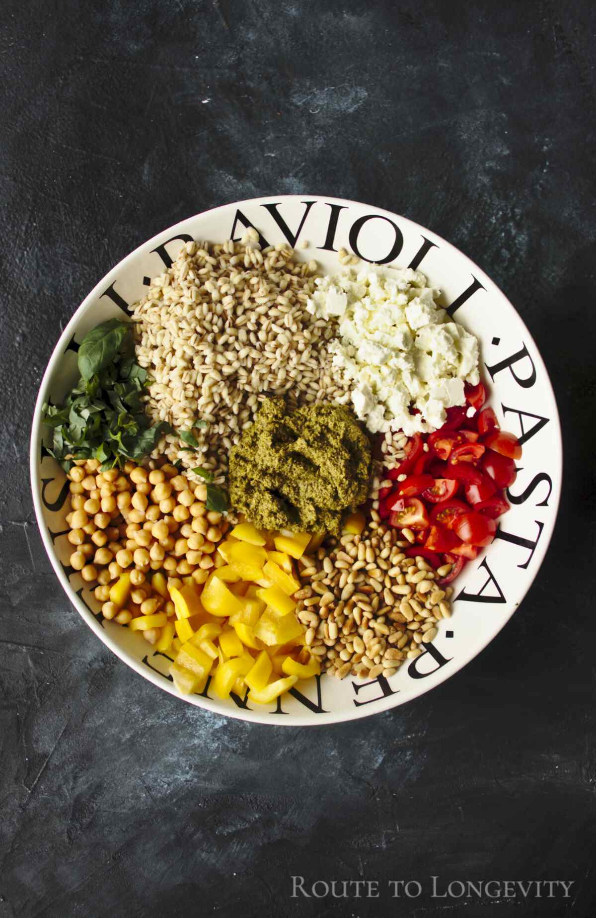 Orzo salad with basil pesto