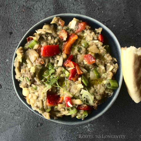 Grill the Eggplants and Red Bell Pepper