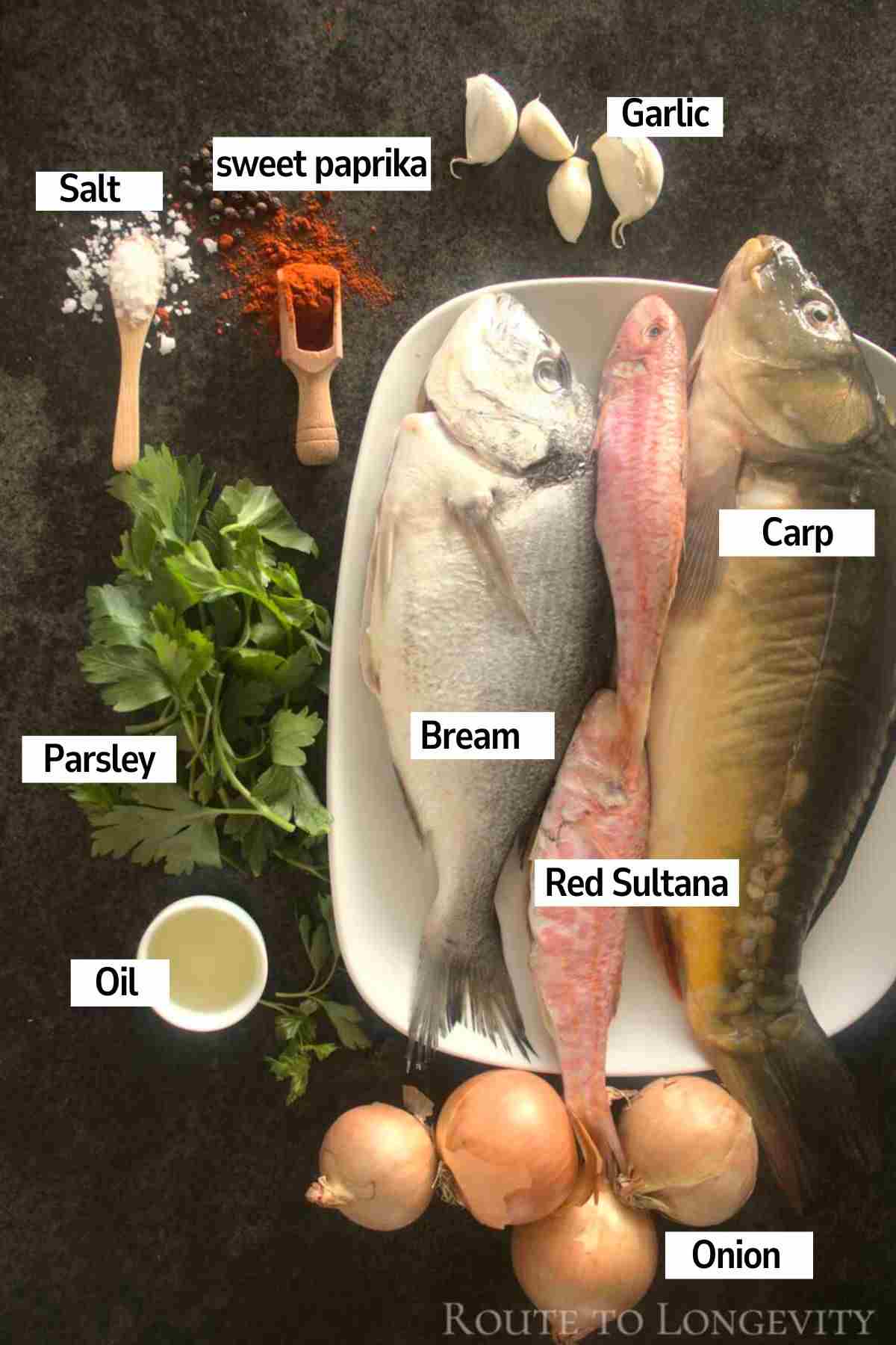 Ingredients to make fisherman soup