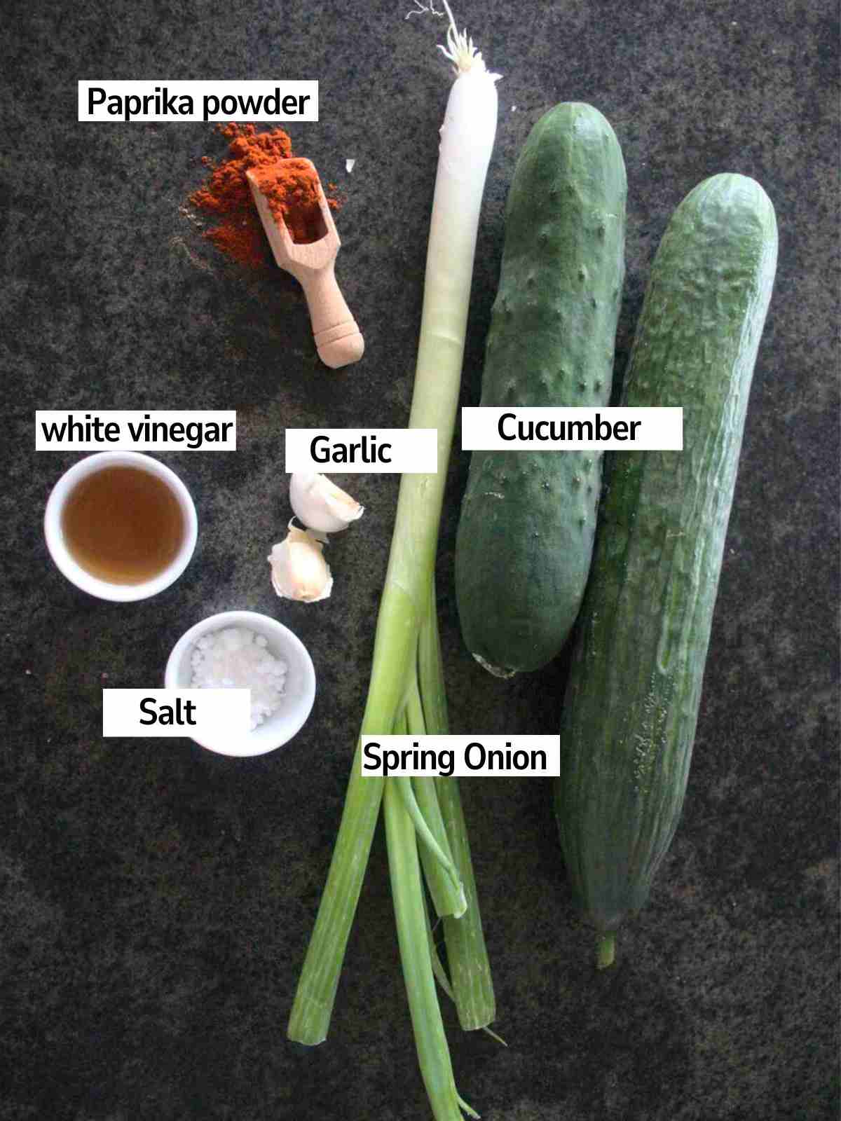 Ingredients to make cucumber salad